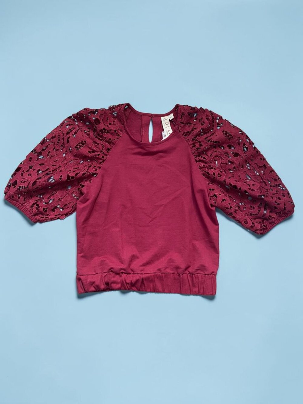 Anthropologie Dolan Burgundy  Lace Sleeve Top NWT XXS Boho Romantic Feminine